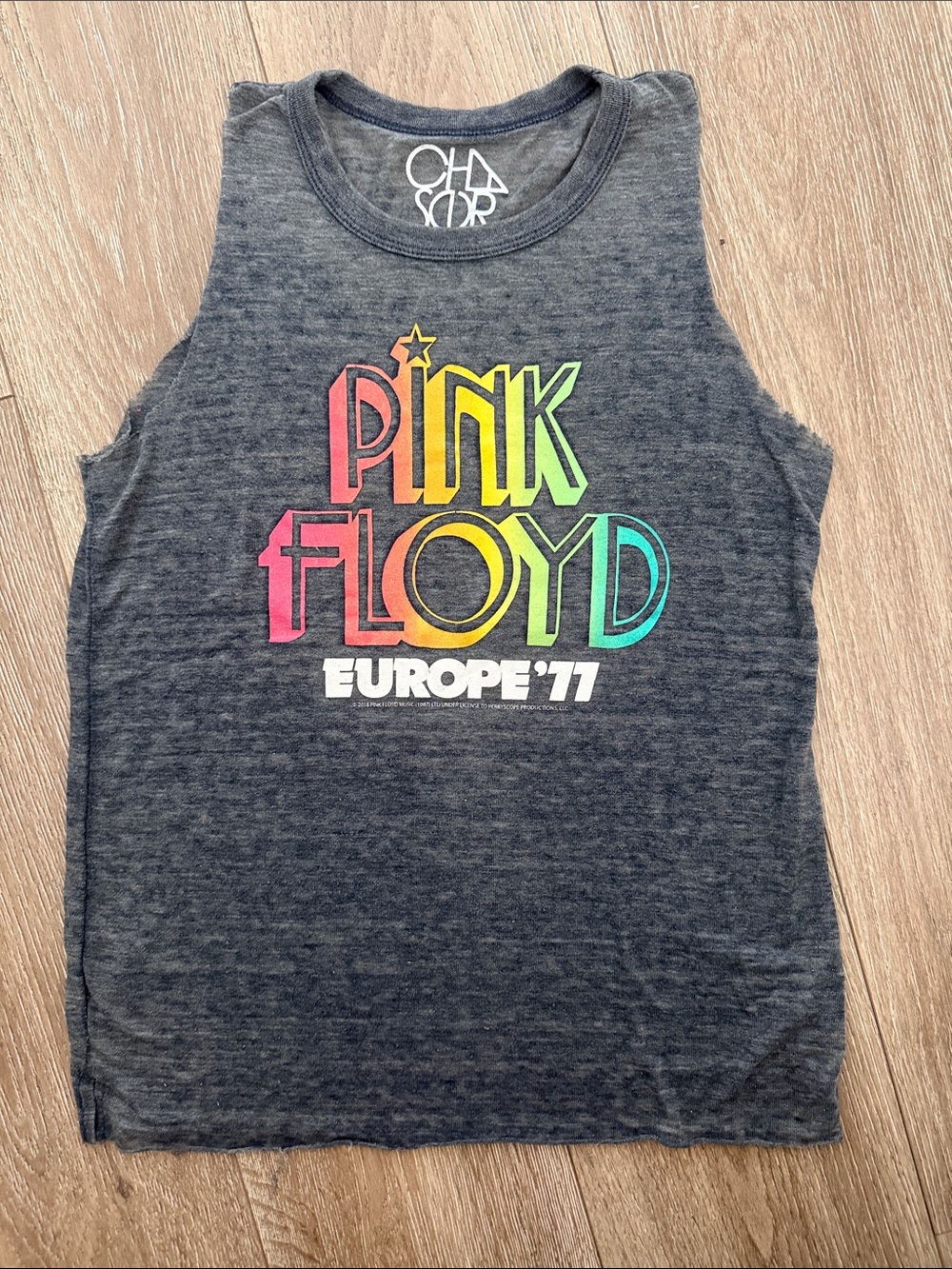 Chaser Charcoal Tank Top with Rainbow Pink Floyd Graphic